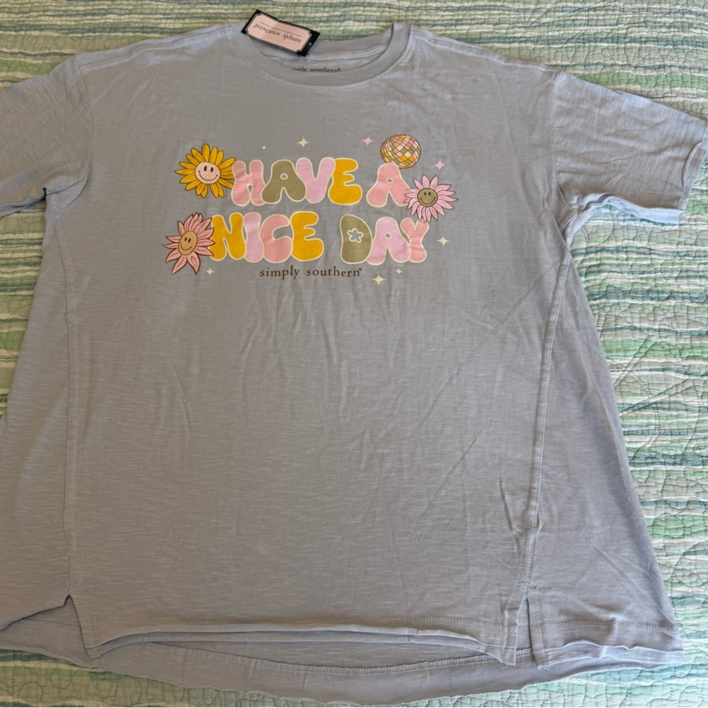 Simply Southern Blue Short Sleeve Tee Casual Comfort